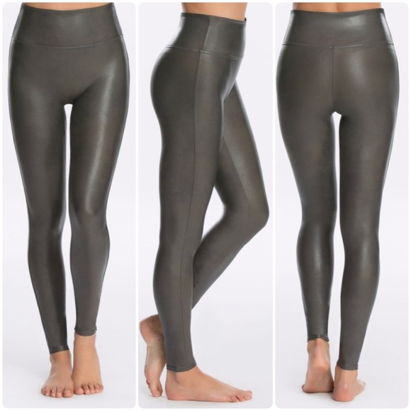 ♥️SPANX Leather Leggings - Gunmetal Gray NWT - Picture 3 of 7